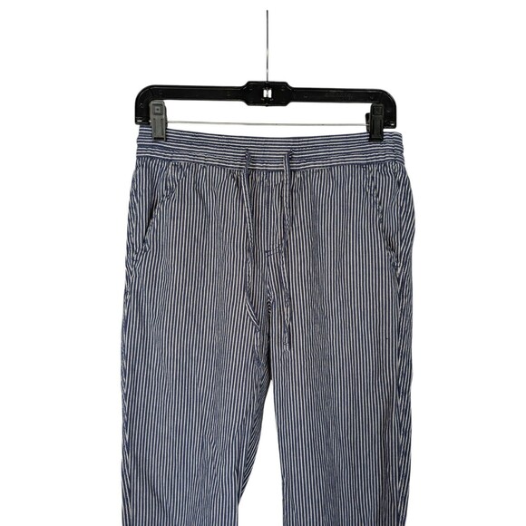 Gap Sz XS Women's Blue White Striped Tie Stretch Waist Cropped Easy Pant Casual - Picture 2 of 7